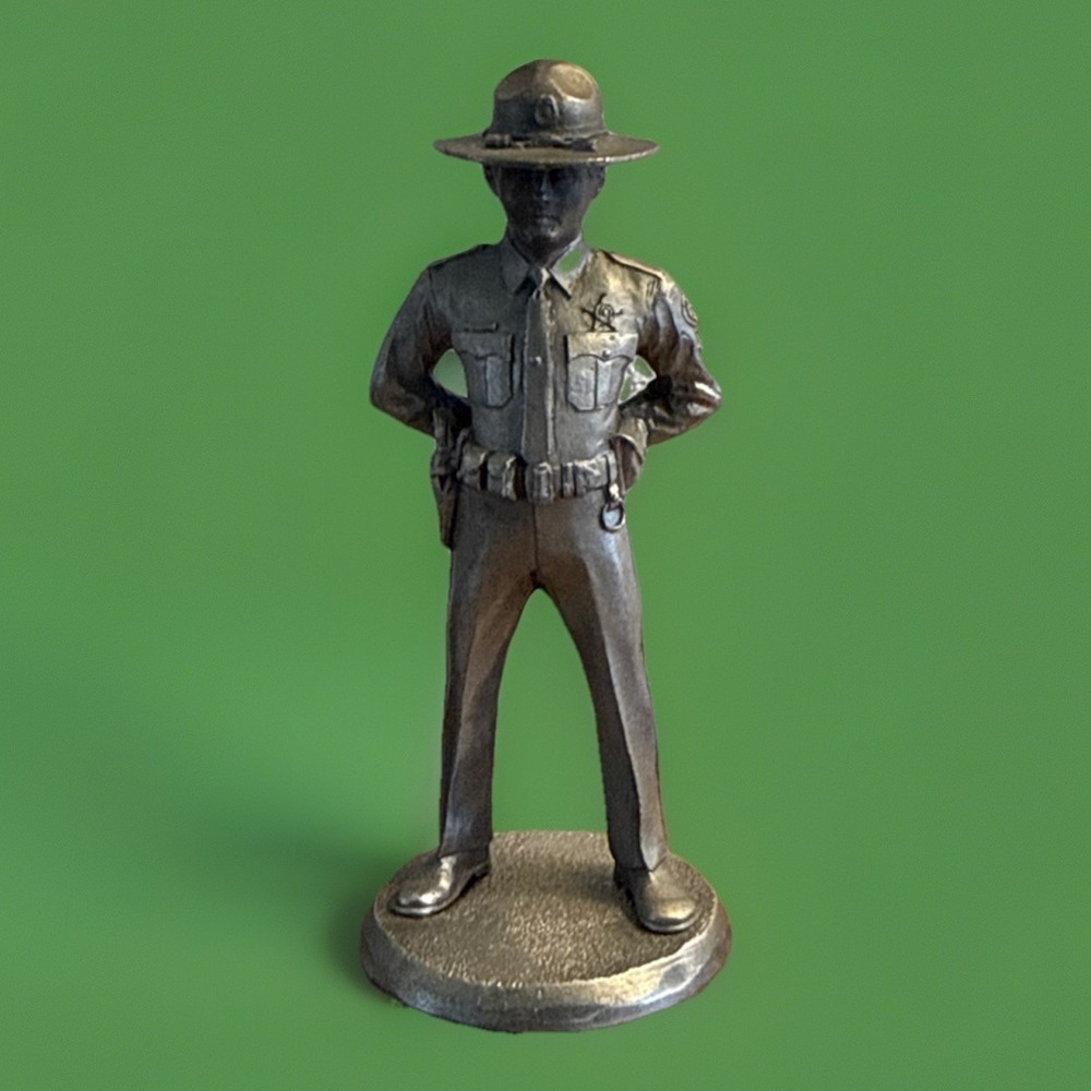 Oregon State Police Trooper 4" Figurine  Silver Pewter Patriotic Decor